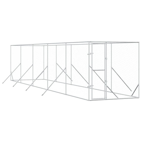 Perrera de exterior acero galvanizado plateado 2x10x2 m
