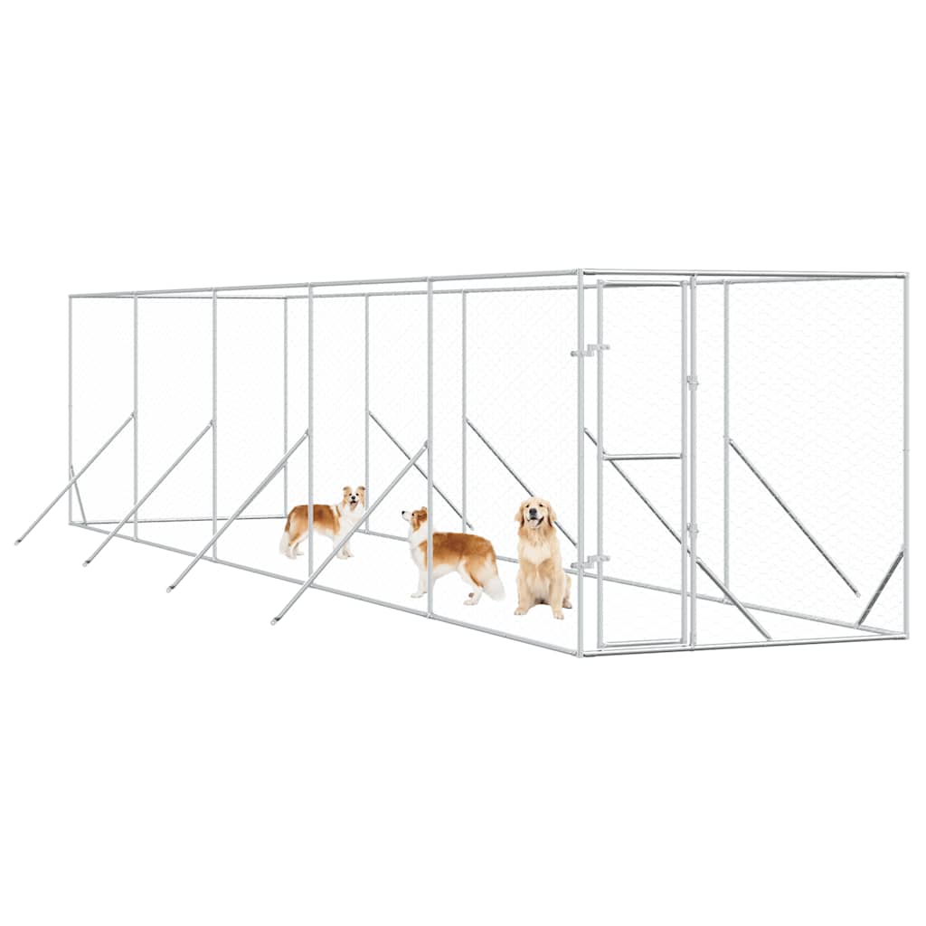 Perrera de exterior acero galvanizado plateado 2x10x2 m