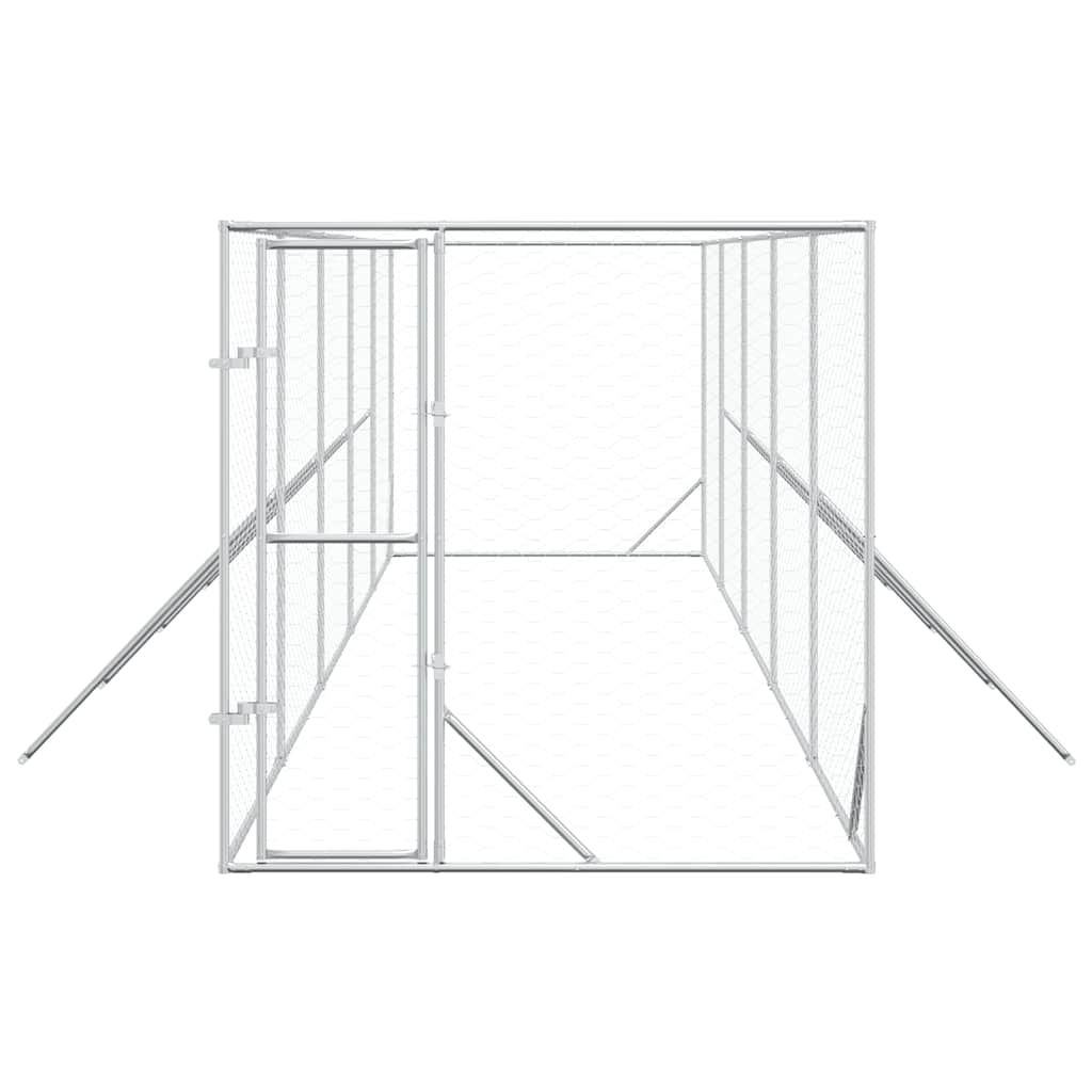 Perrera de exterior acero galvanizado plateado 2x10x2 m