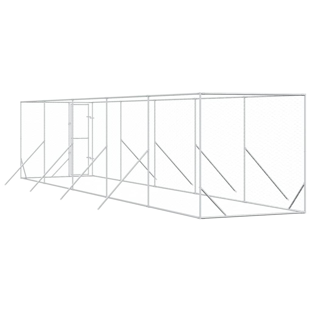 Perrera de exterior acero galvanizado plateado 2x10x2 m