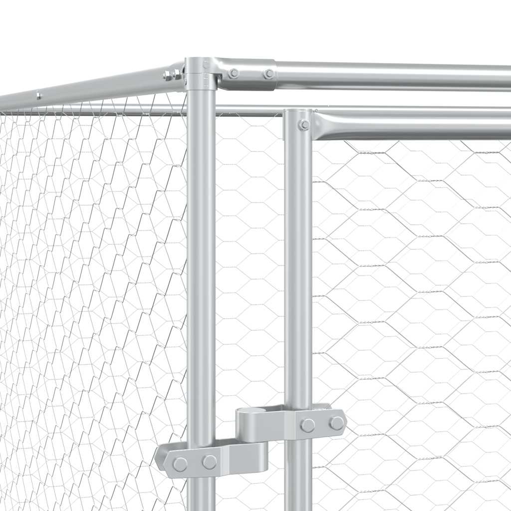 Perrera de exterior acero galvanizado plateado 2x10x2 m