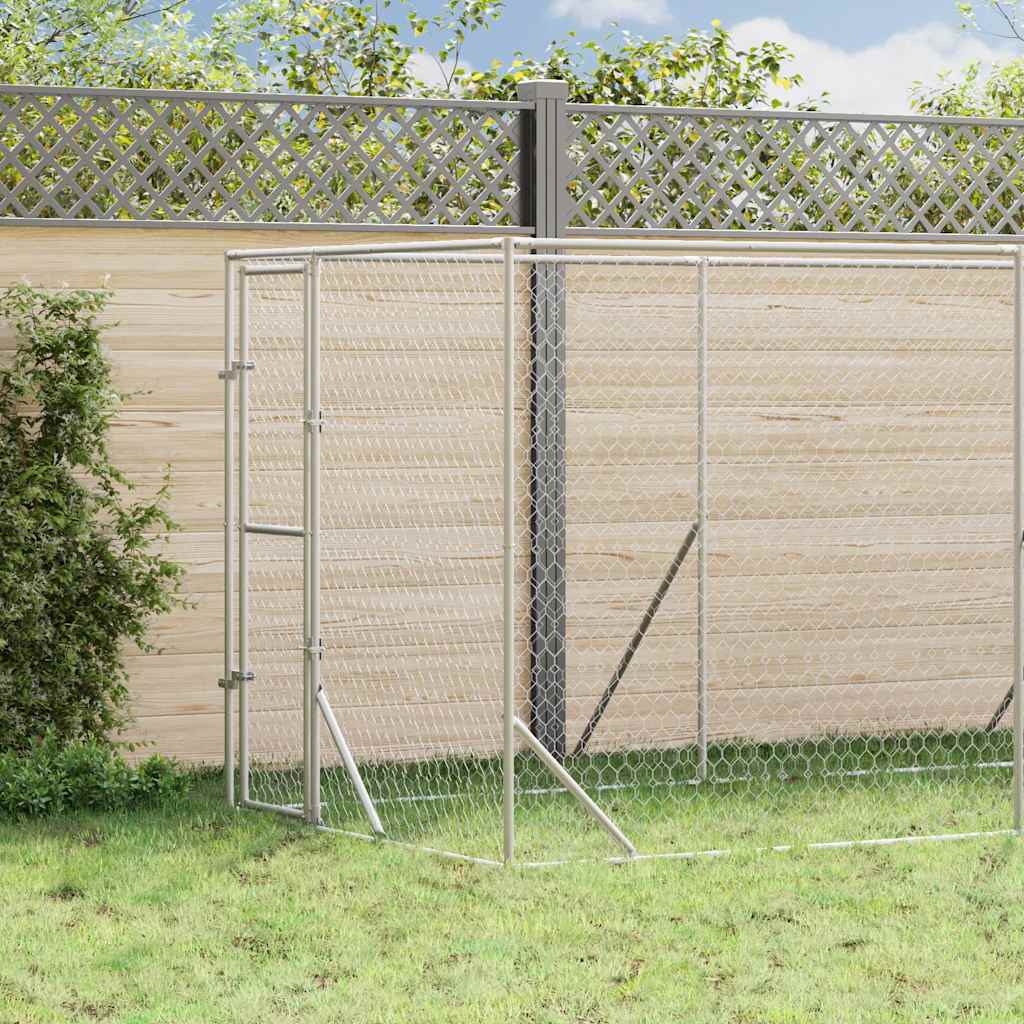 Perrera de exterior acero galvanizado plateado 2x10x2 m