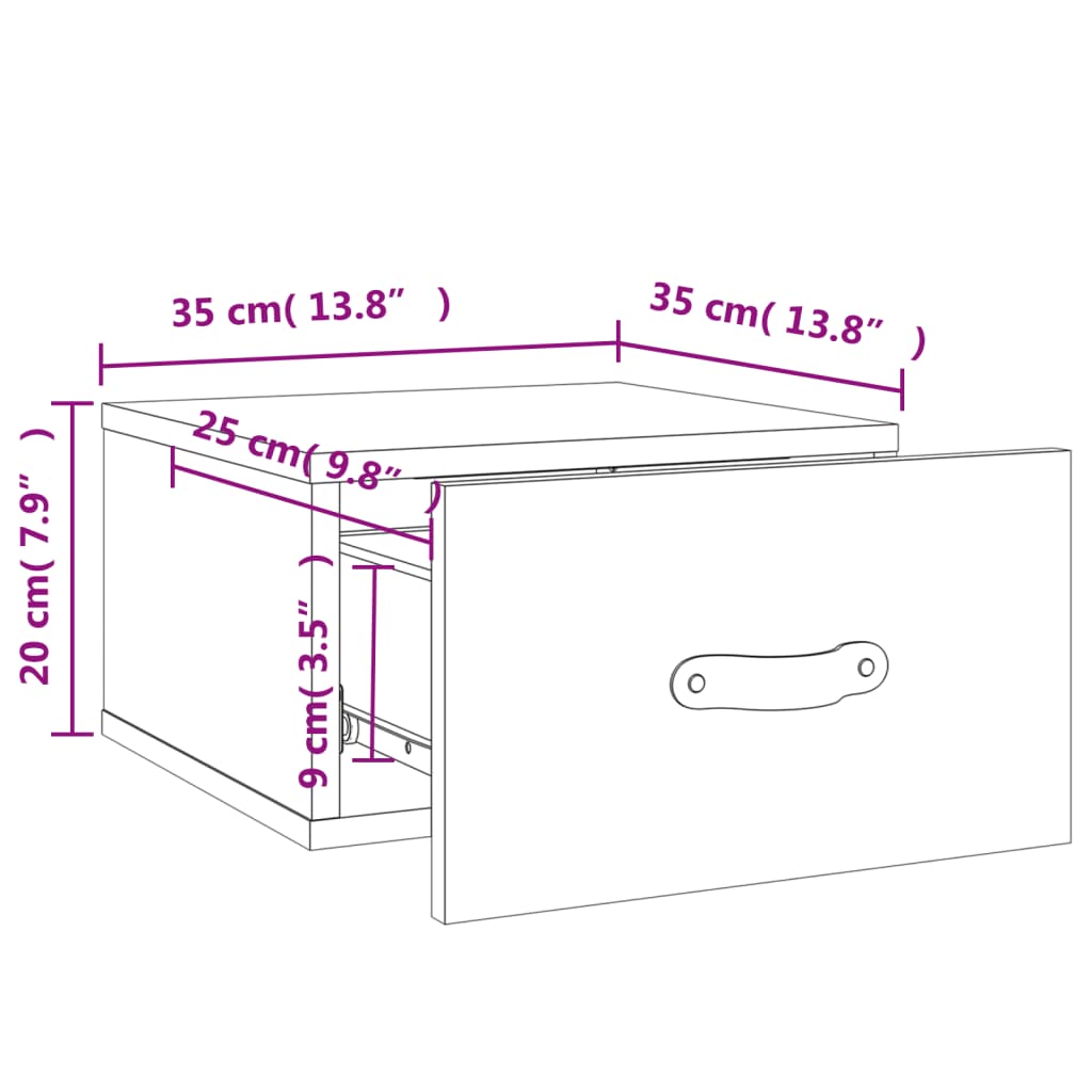 Mesita de noche de pared blanco 35x35x20 cm