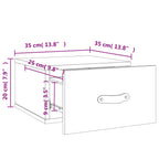 Mesita de noche de pared blanco 35x35x20 cm