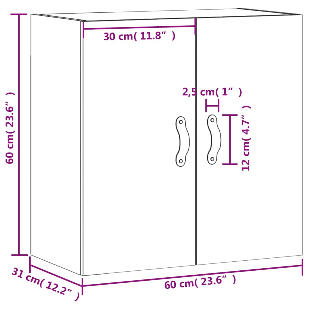 Armario de pared madera de ingeniería gris Sonoma 60x31x60 cm
