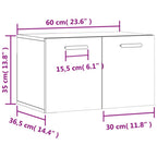 Armario pared madera contrachapada blanco brillo 60x36,5x35 cm