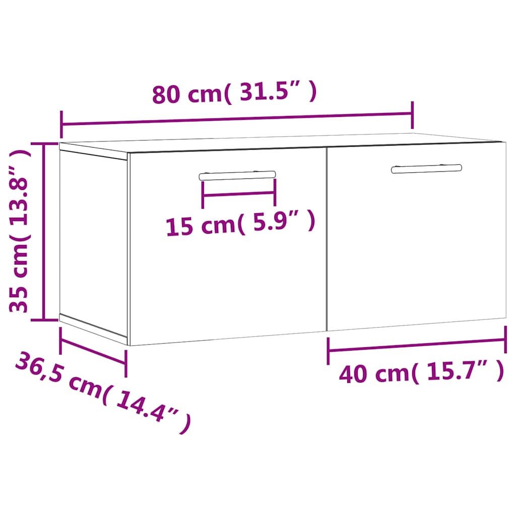 Armario de pared madera de ingeniería blanco 80x36,5x35 cm