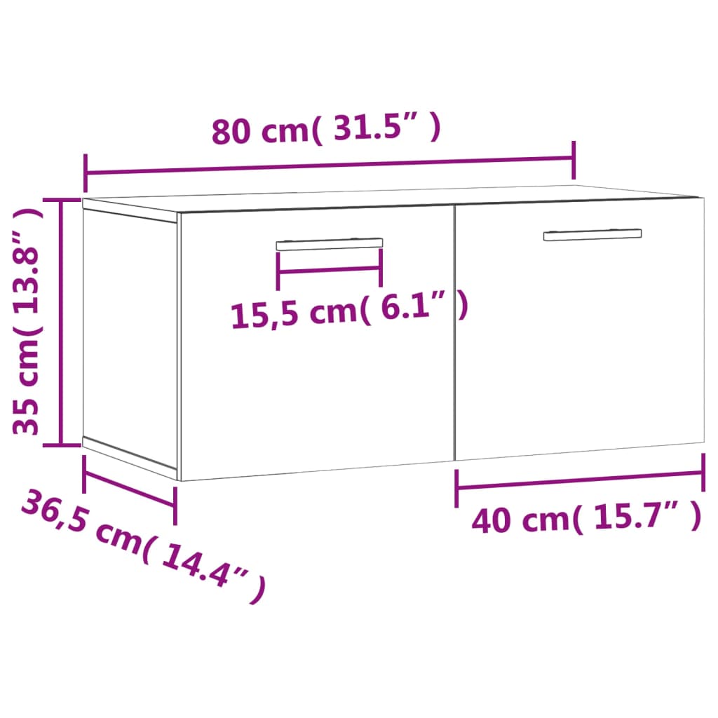 Armario de pared madera ingeniería roble ahumado 80x36,5x35 cm