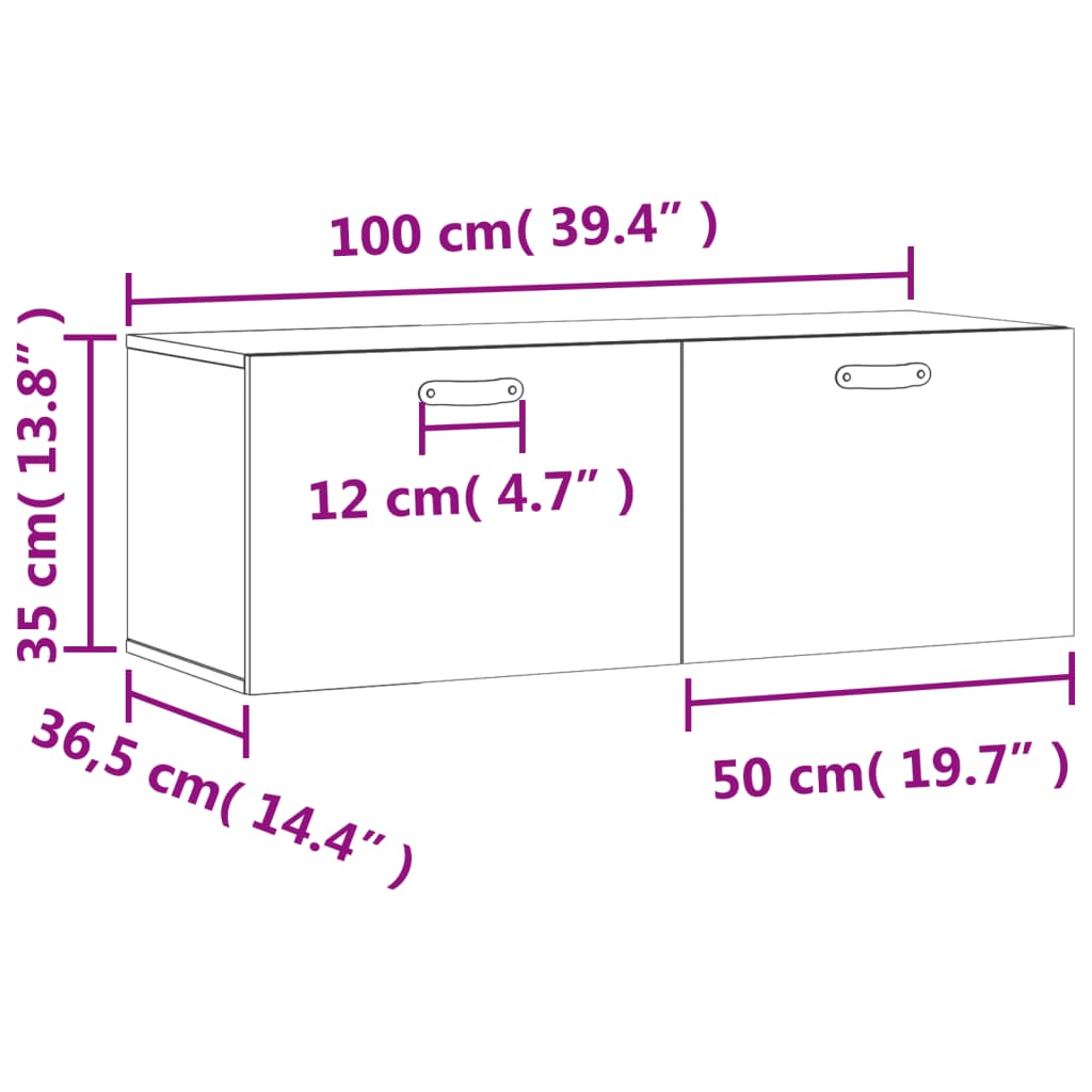 Armario de pared madera ingeniería roble Sonoma 100x36,5x35 cm