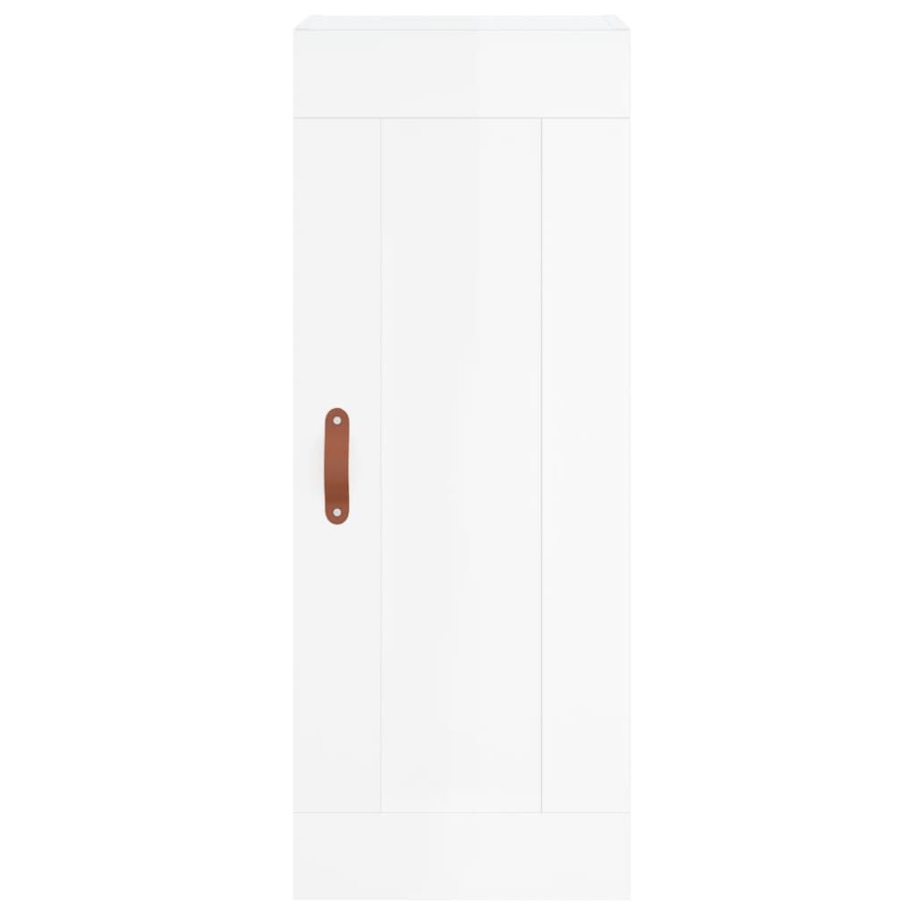 Armario de pared madera ingeniería blanco brillo 34,5x34x90 cm