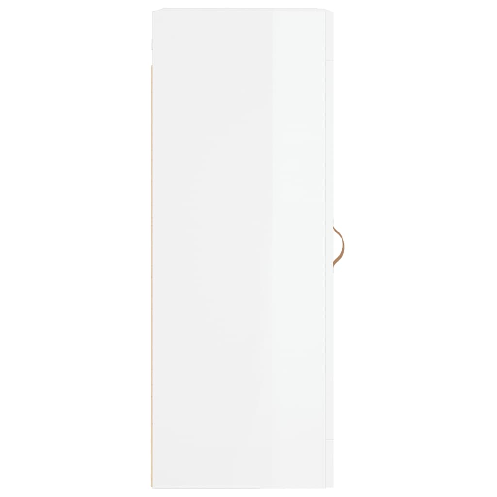 Armario de pared madera ingeniería blanco brillo 34,5x34x90 cm