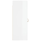 Armario de pared madera ingeniería blanco brillo 34,5x34x90 cm