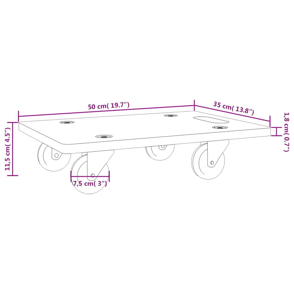 Carritos de transporte 2 uds rectangular 50x35x11,5 cm 250 kg