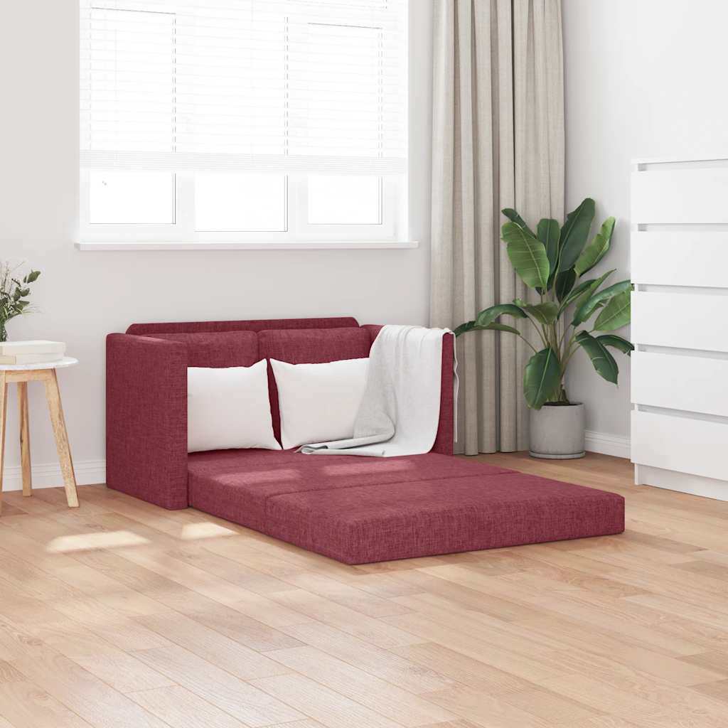 2-in-1 Cream Faux Leather Floor Sofa Bed 112x174x55 cm