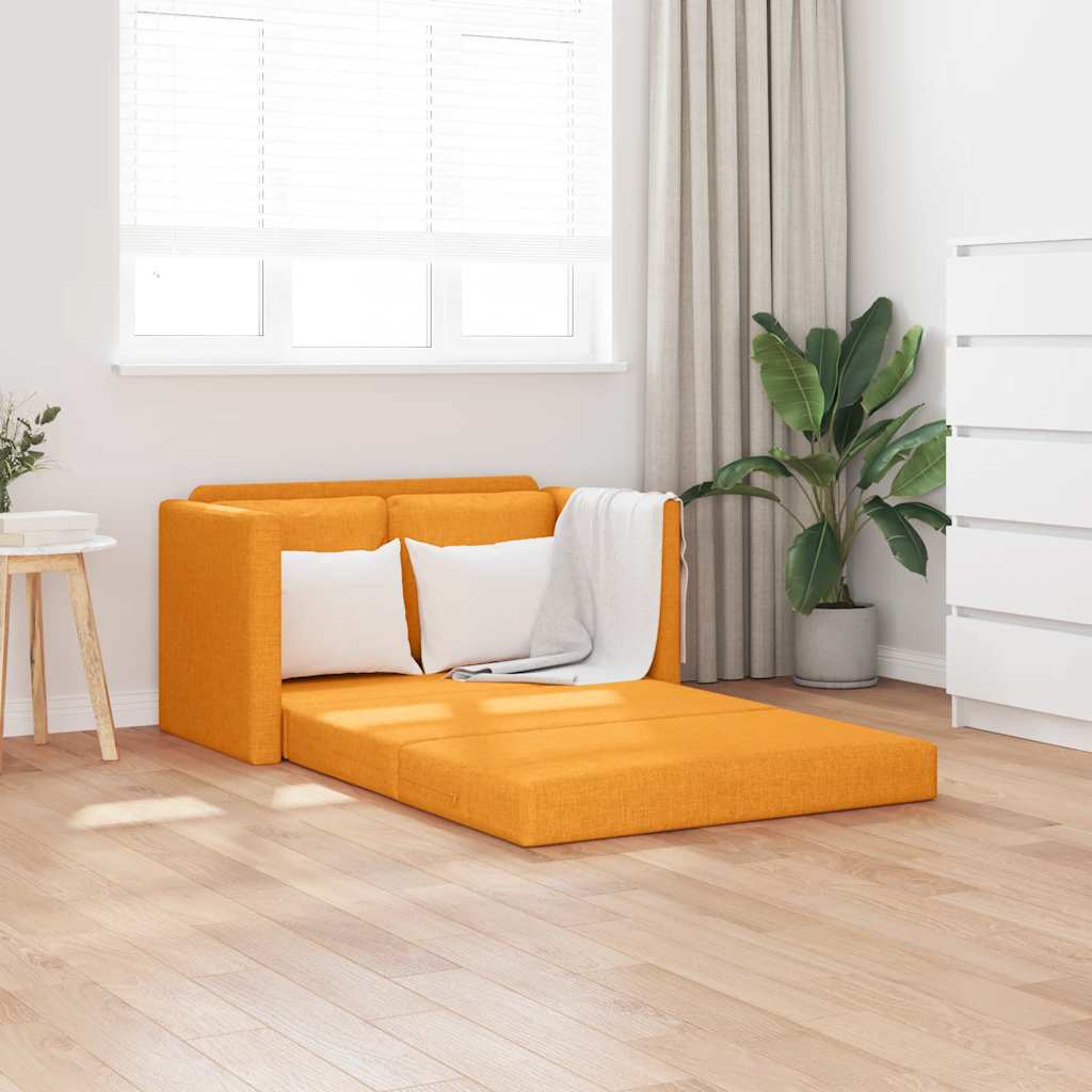 2-in-1 Cream Faux Leather Floor Sofa Bed 112x174x55 cm