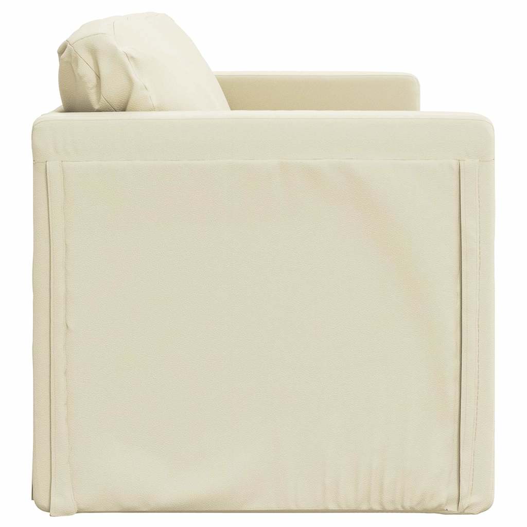 Sofá cama de suelo 2 en 1 cuero sintético crema 112x174x55 cm