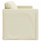Sofá cama de suelo 2 en 1 cuero sintético crema 112x174x55 cm