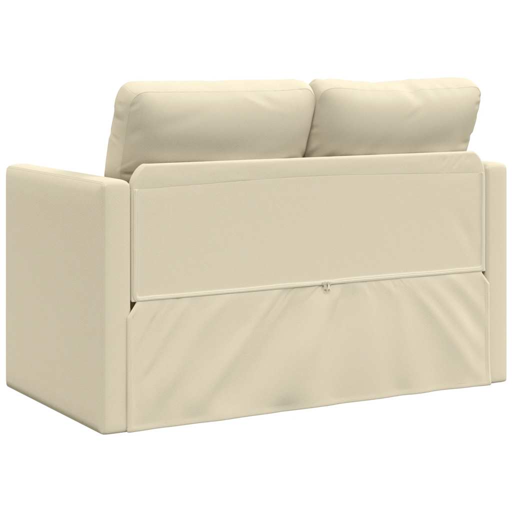 Sofá cama de suelo 2 en 1 cuero sintético crema 112x174x55 cm