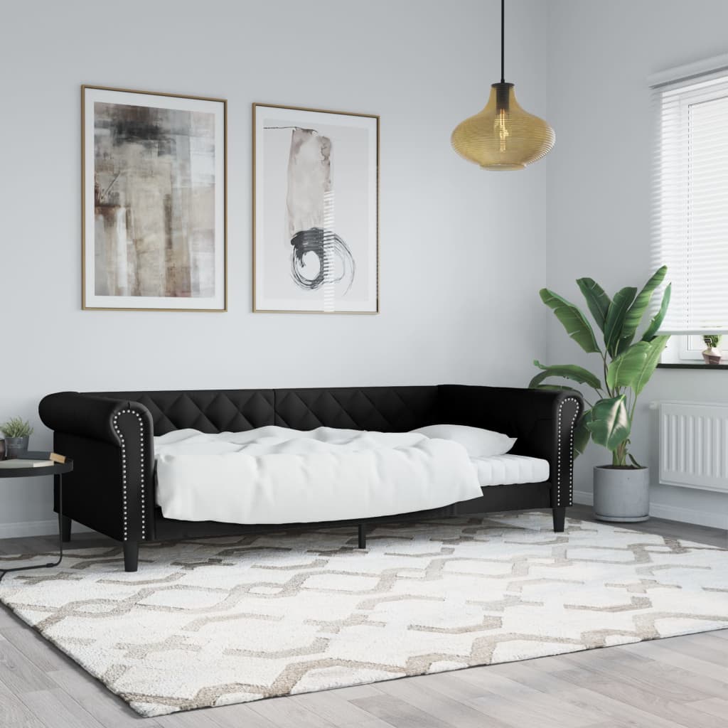 Sofá cama cuero sintético blanco 100x200 cm