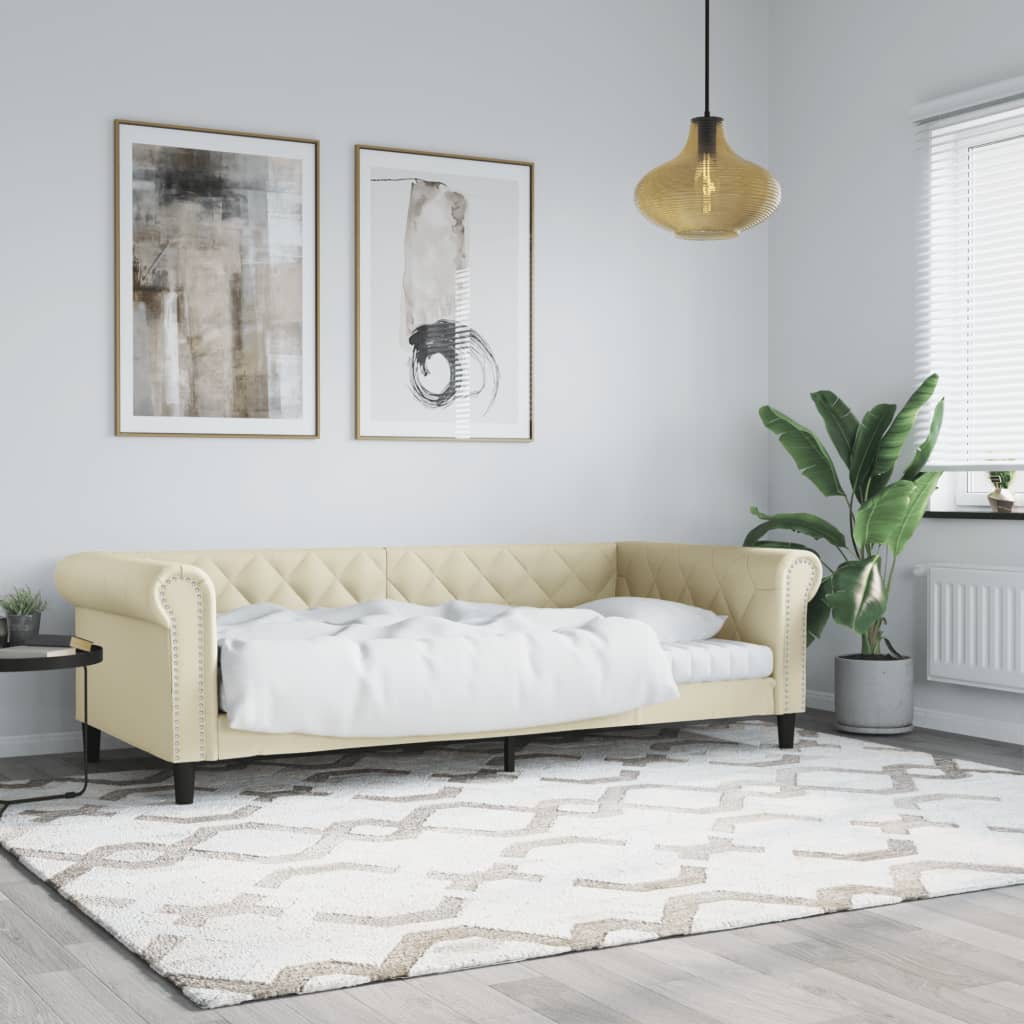 Sofá cama cuero sintético blanco 100x200 cm