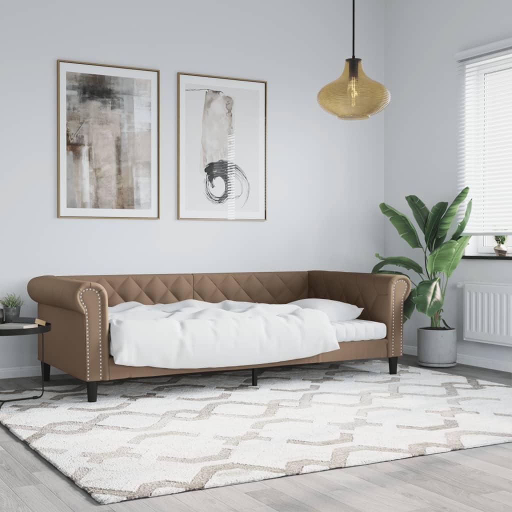 Sofá cama cuero sintético blanco 100x200 cm
