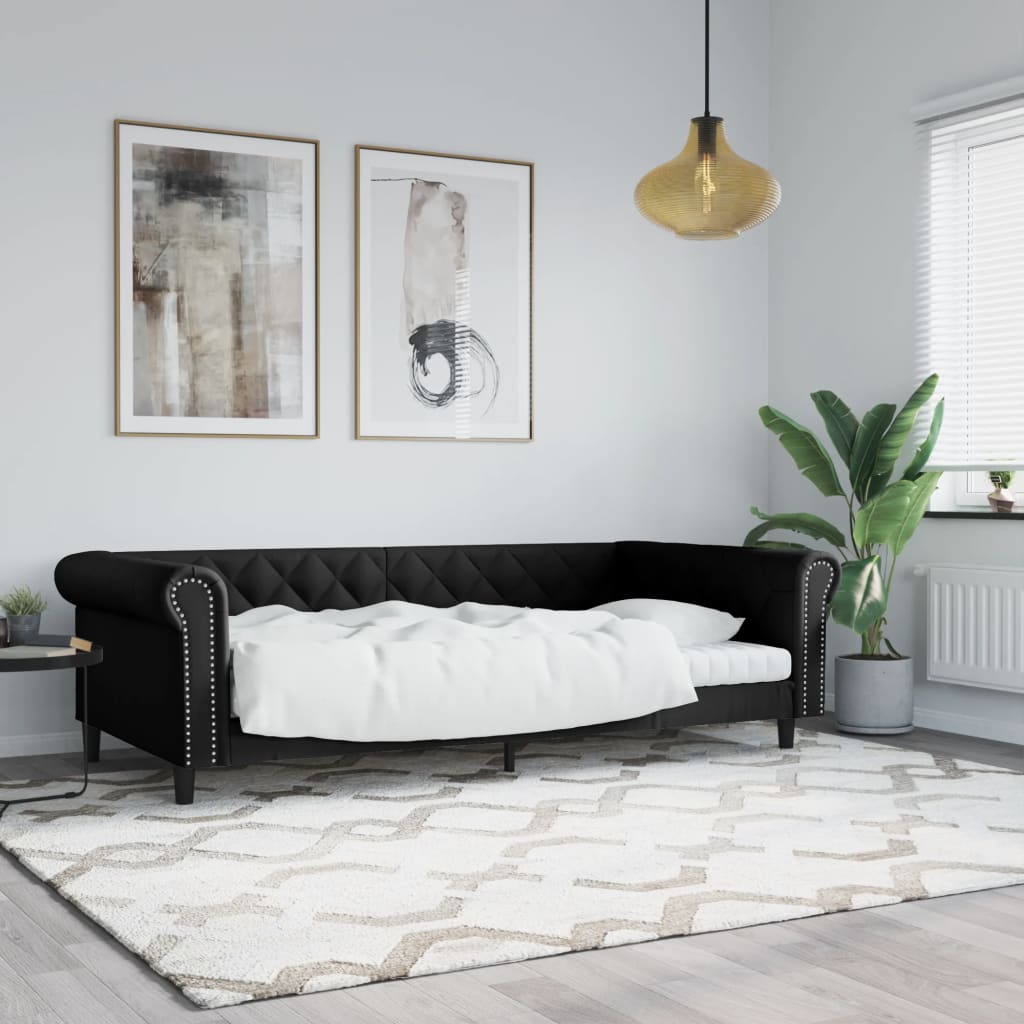 Sofá cama cuero sintético blanco 100x200 cm