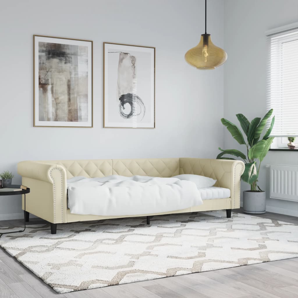 Sofá cama cuero sintético blanco 100x200 cm