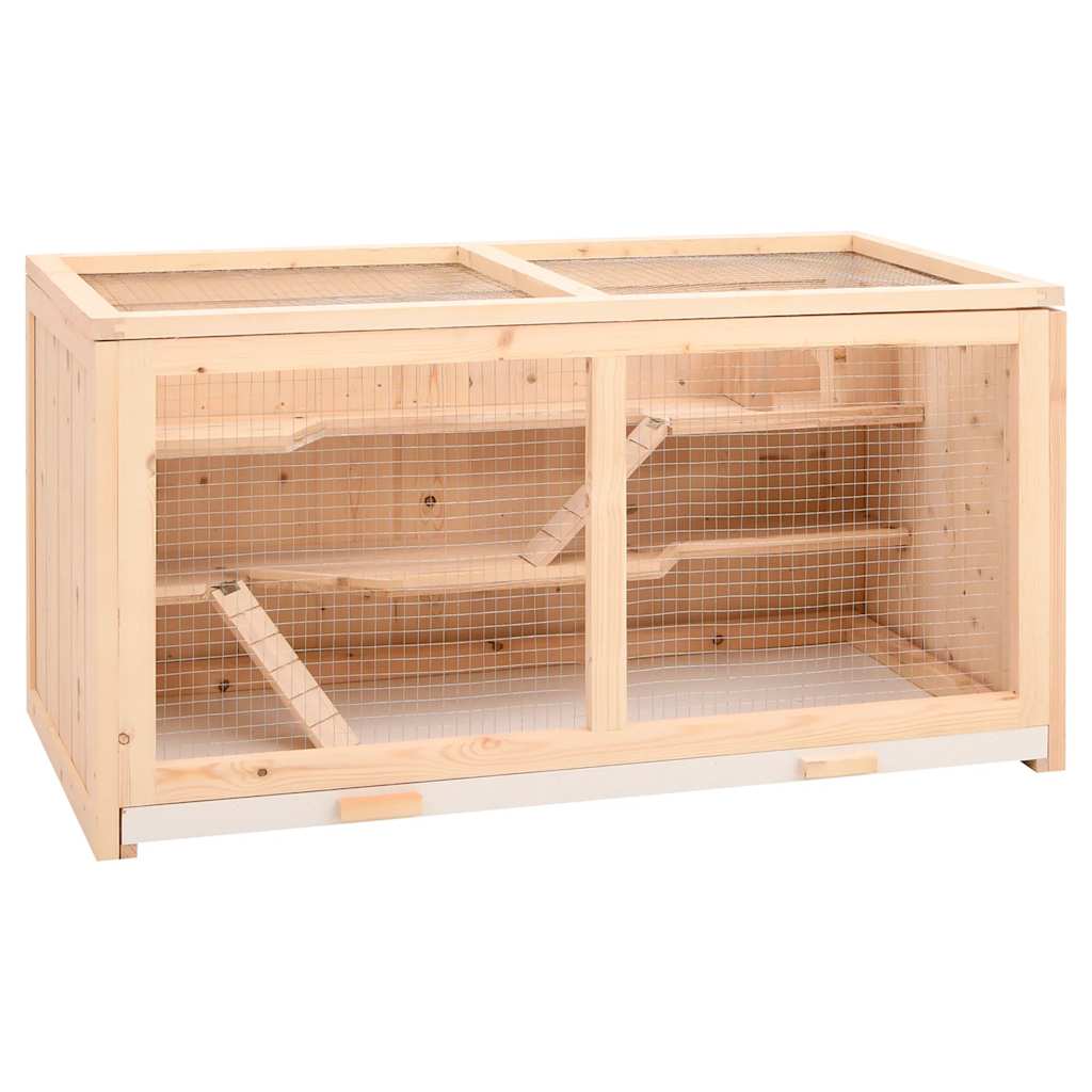 Jaula para hámster 104x52x54 cm de madera maciza de abeto