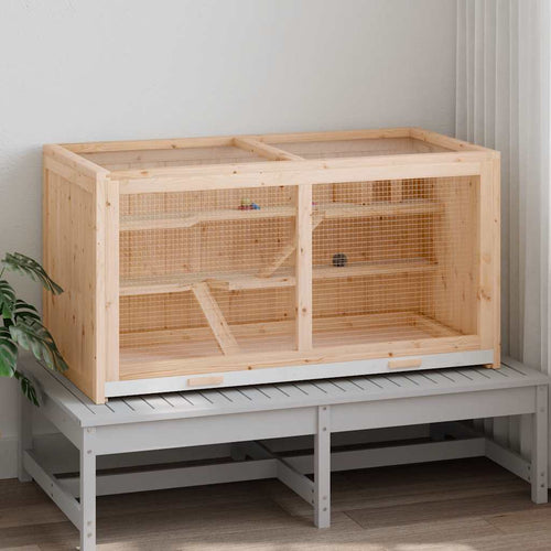 Jaula para hámster 104x52x54 cm de madera maciza de abeto