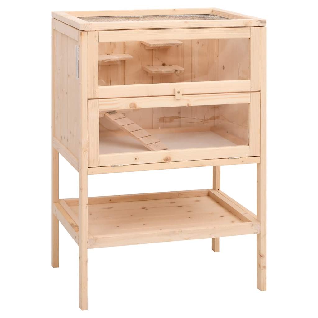 Jaula para hámster 55x40x80 cm de madera maciza de abeto