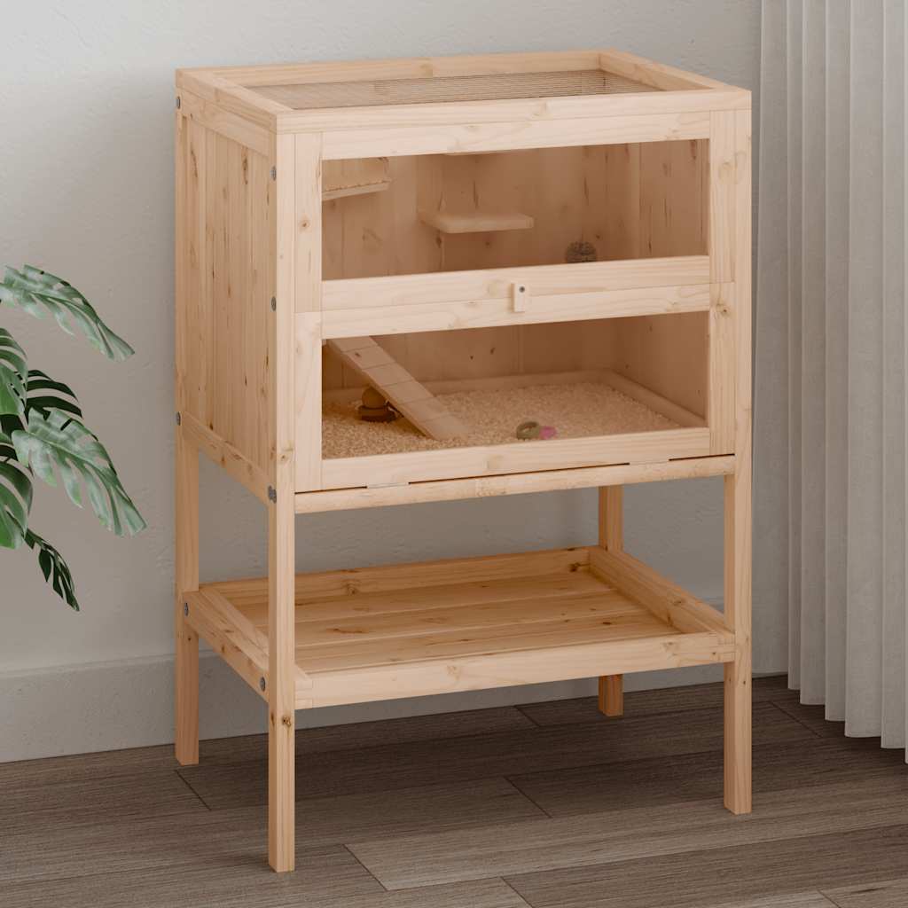 Jaula para hámster 55x40x80 cm de madera maciza de abeto