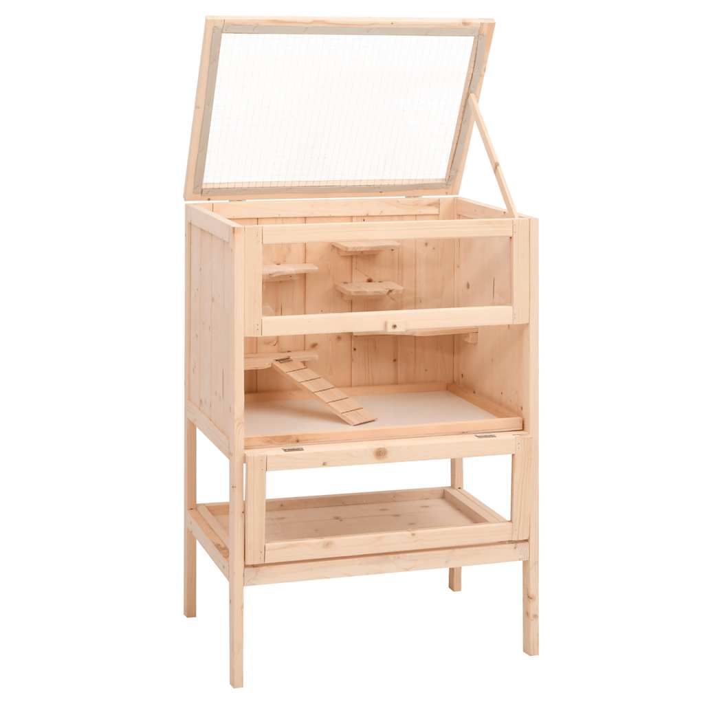 Jaula para hámster 55x40x80 cm de madera maciza de abeto
