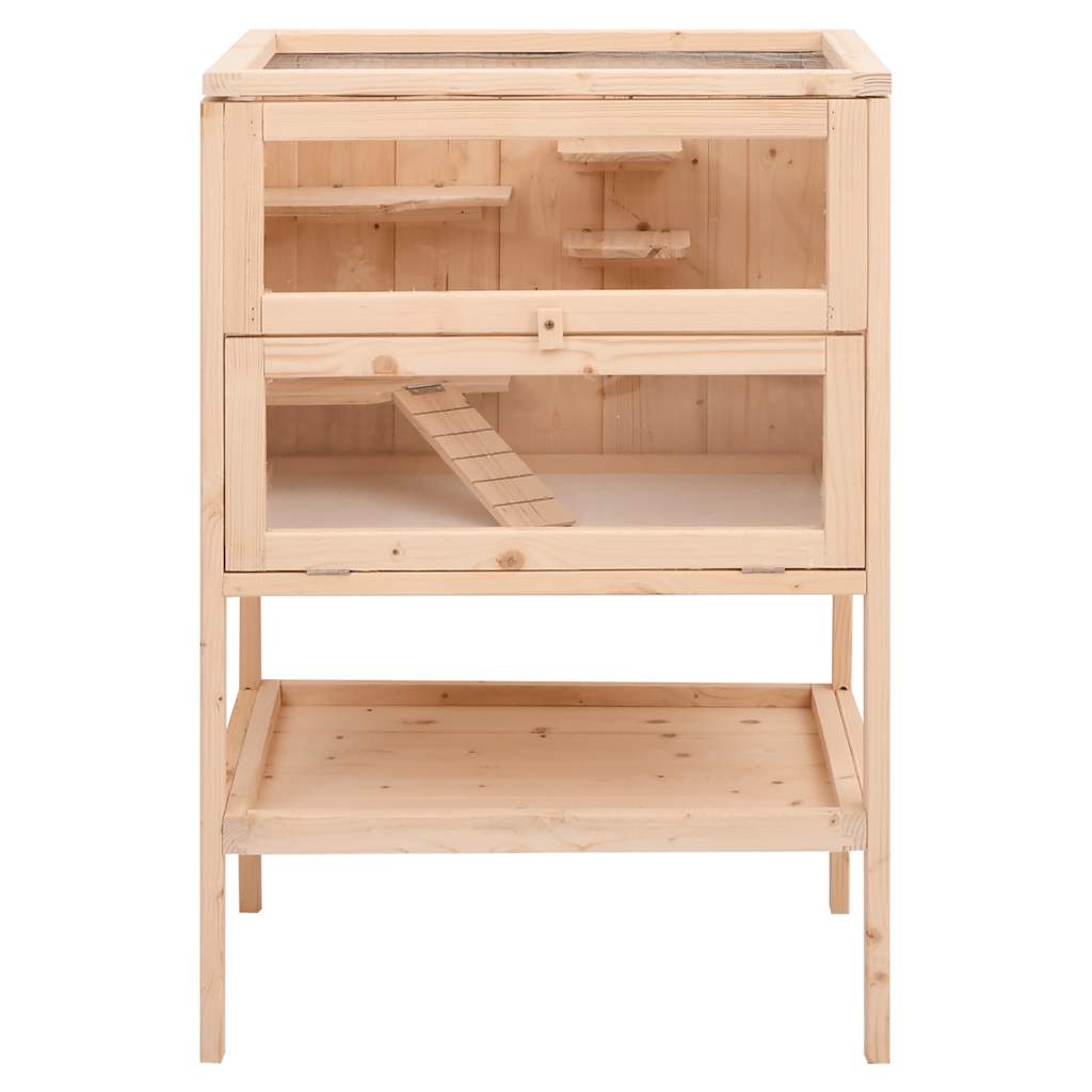 Jaula para hámster 55x40x80 cm de madera maciza de abeto