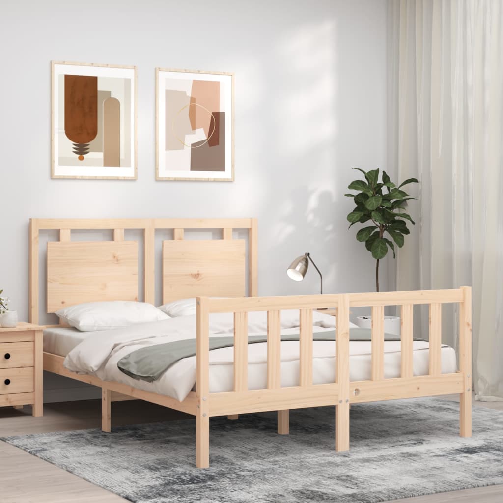 Estructura de cama madera maciza de pino blanco 120x190 cm