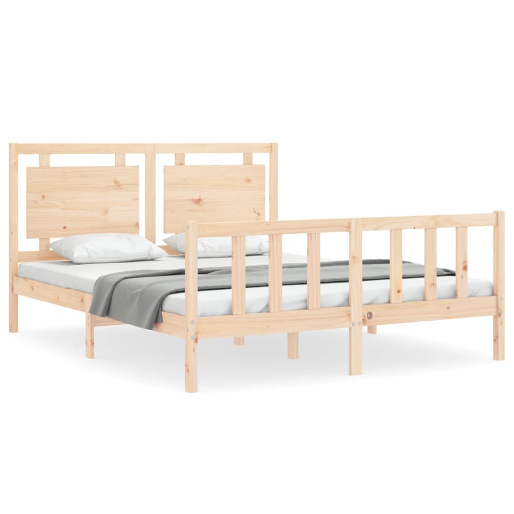 Estructura de cama sin colchón madera maciza de pino 160x200 cm