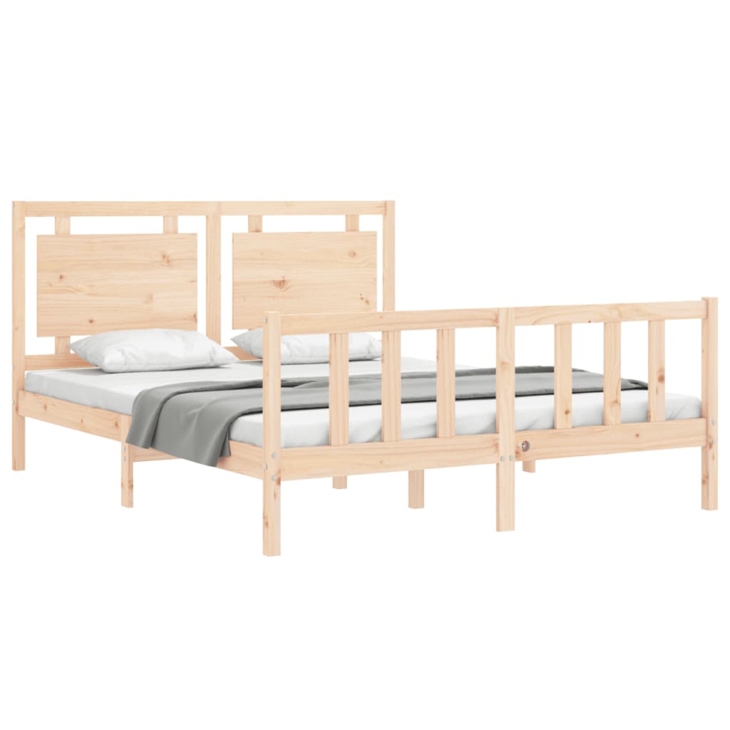 Estructura de cama sin colchón madera maciza de pino 160x200 cm