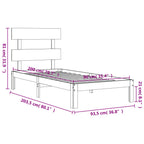 Estructura de cama sin colchón madera maciza de pino 90x200 cm