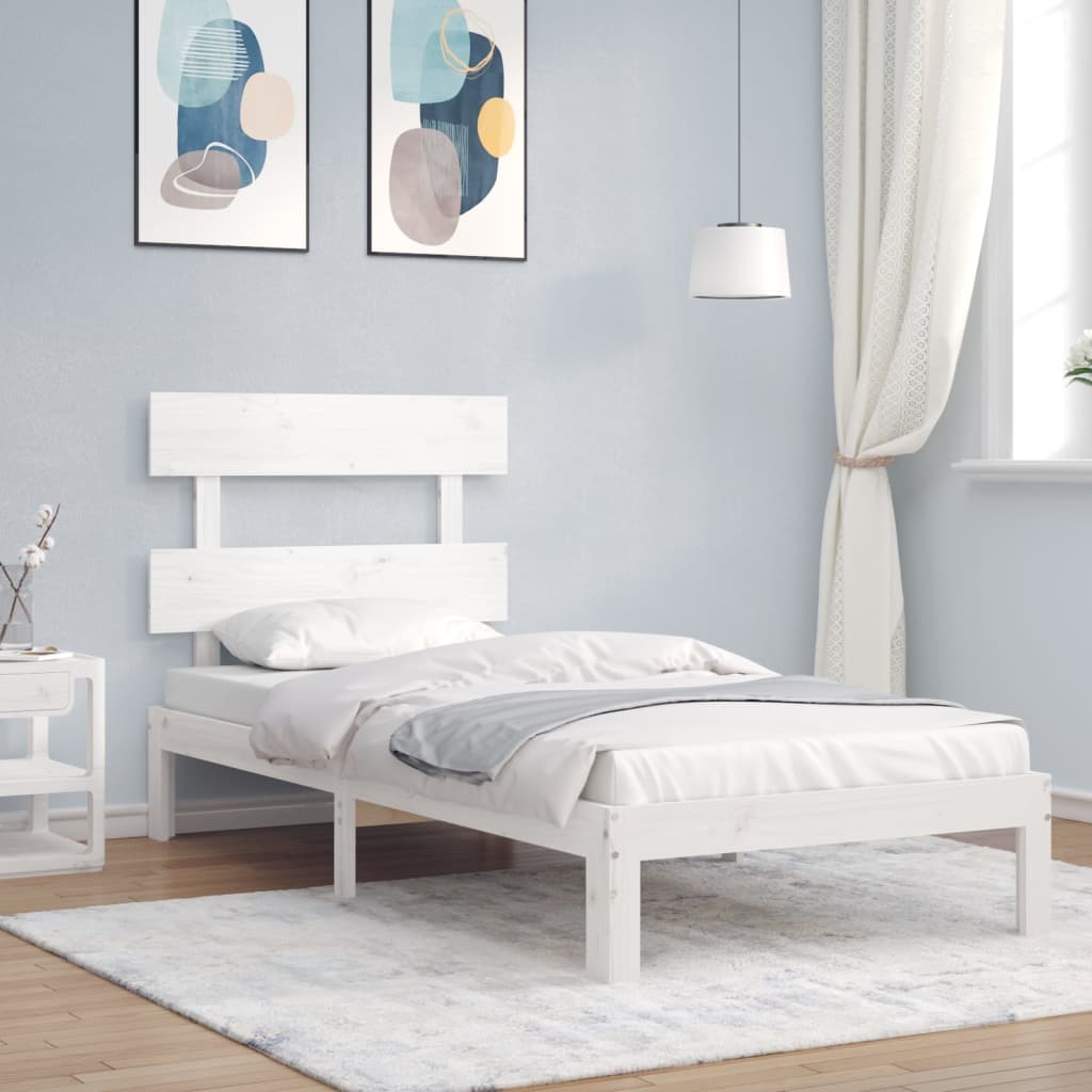 Estructura de cama madera maciza de pino blanco 120x190 cm