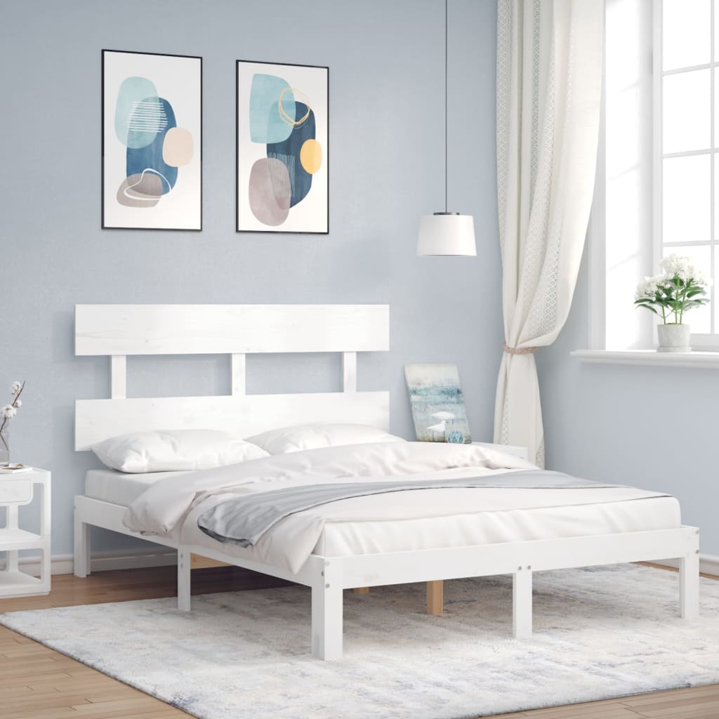 Estructura de cama madera maciza de pino blanco 120x190 cm