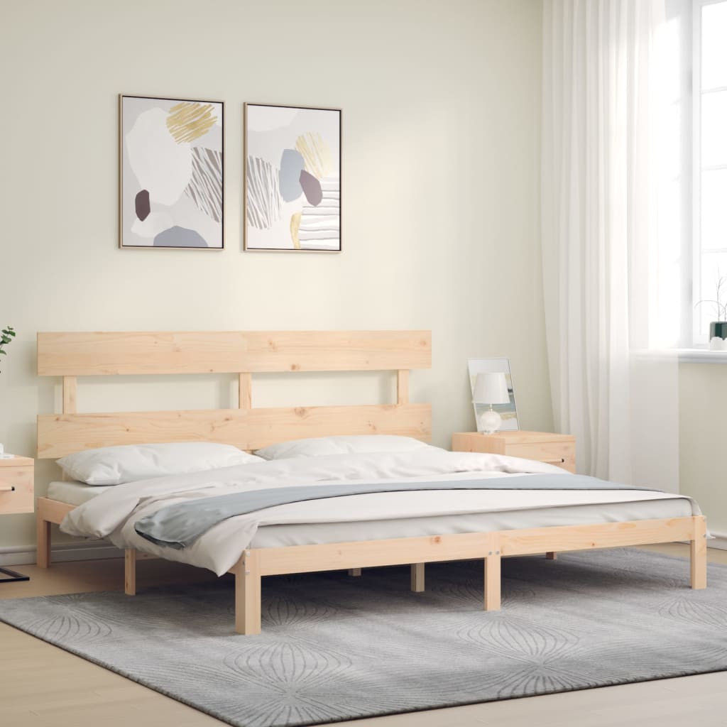 Estructura de cama sin colchón madera maciza de pino 200x200 cm