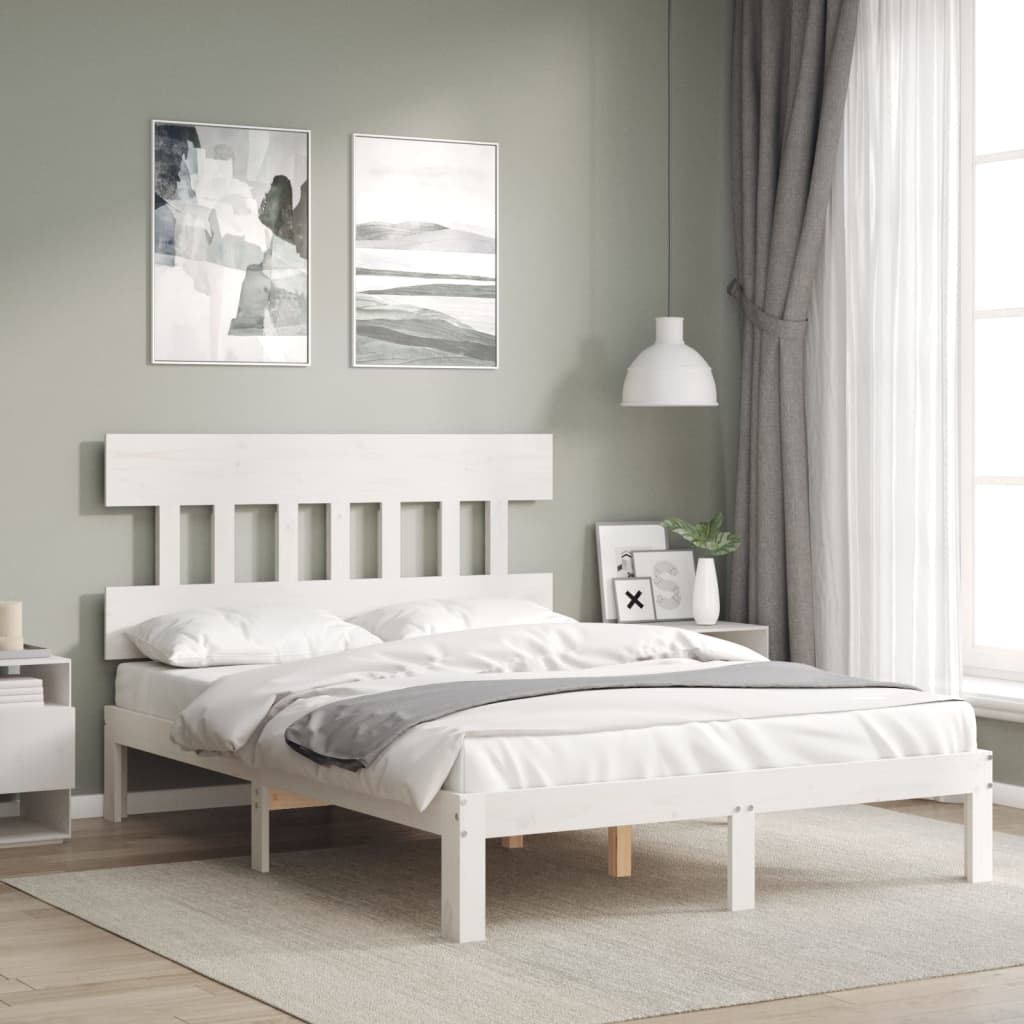 Estructura de cama madera maciza de pino blanco 120x190 cm