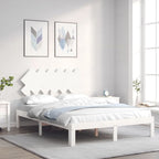 Cama sin colchón madera maciza de pino blanca 180x200 cm