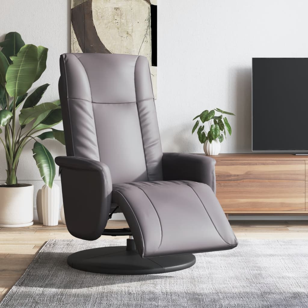 Sillón reclinable con reposapiés cuero sintético blanco