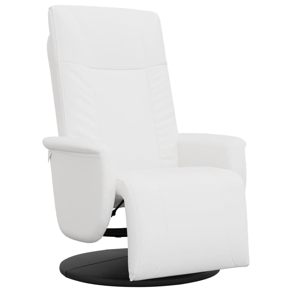 Sillón reclinable con reposapiés cuero sintético blanco