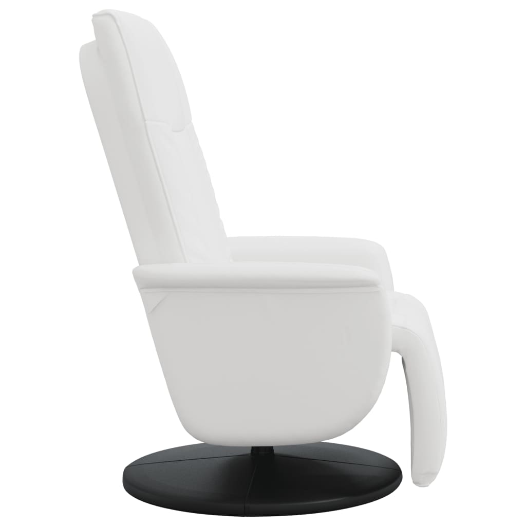 Sillón reclinable con reposapiés cuero sintético blanco