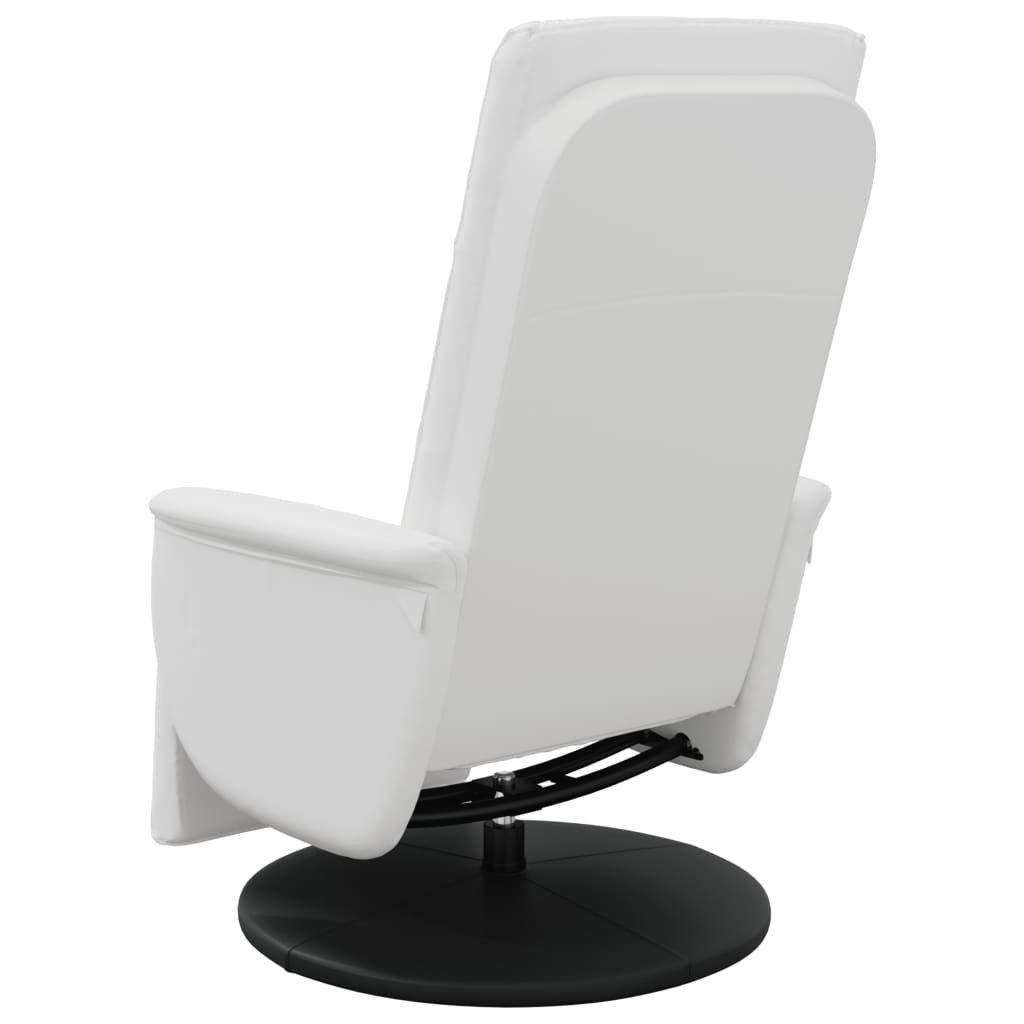 Sillón reclinable con reposapiés cuero sintético blanco