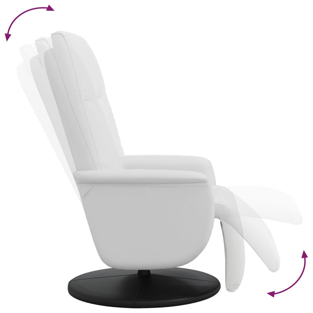 Sillón reclinable con reposapiés cuero sintético blanco