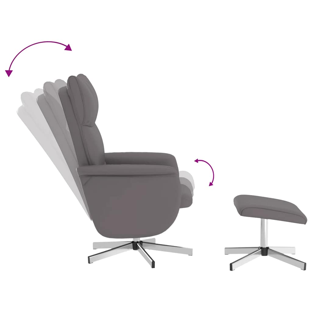 Sillón de masaje reclinable con reposapiés cuero sintético gris