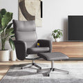 Sillón de masaje reclinable con reposapiés cuero sintético gris