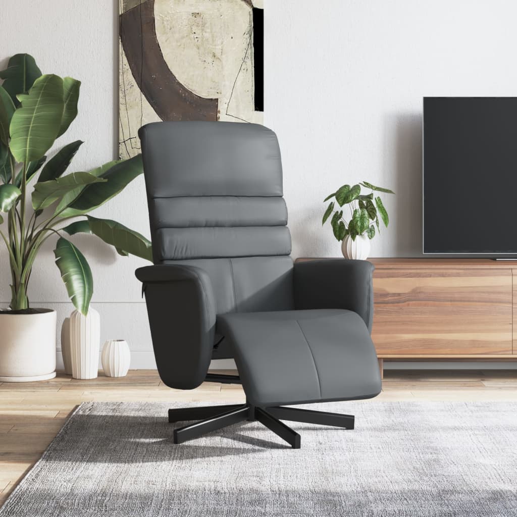 Sillón reclinable con reposapiés cuero sintético blanco